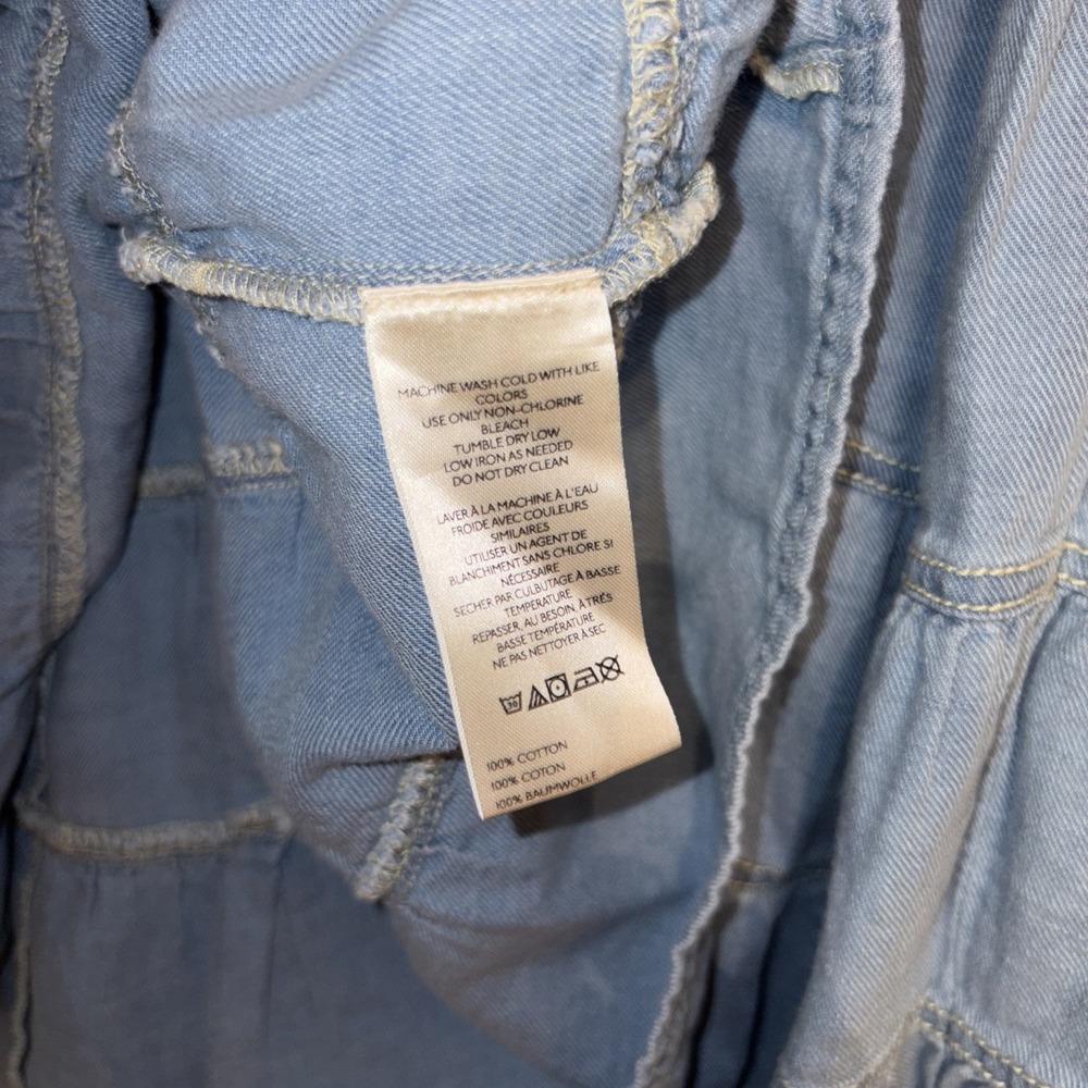 PILCRO XL Reese 100% Cotton Smocked Midi Skirt Light Denim $148 Anthropologie - Picture 10 of 14